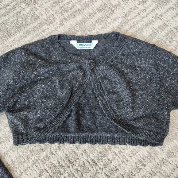 Mayoral girl's shrug sweater gray silver size 5 - Picture 5 of 12